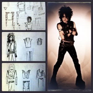 The original sketches and photo of the first band designs Ashley created.